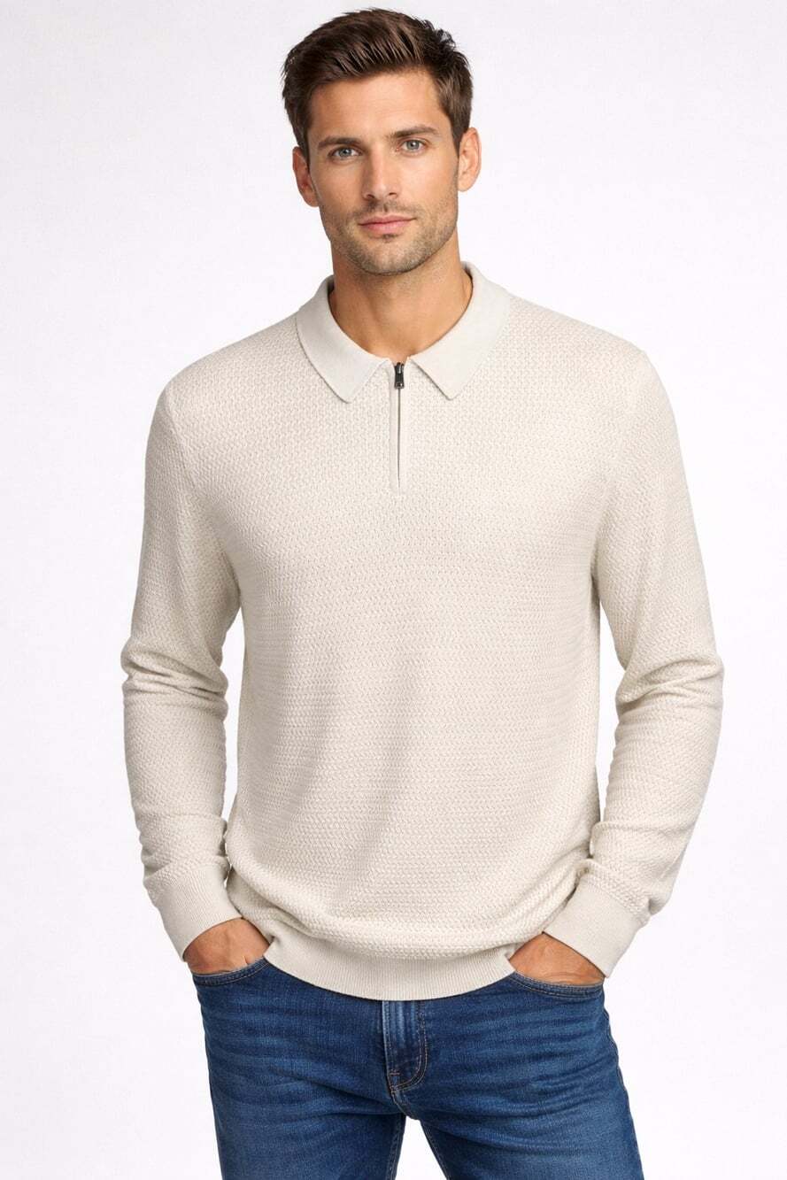 NWT The Commons Men's Sz L Purple Blue Polo Sweater Cotton Cashmere Preppy